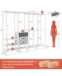 Aheaplus 74'' Closet Organizer with Wood Drawers
