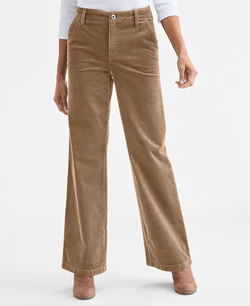 Style & Co Petite Mid Rise Wide-Leg Corduroy Pants, Macy's Exclusive