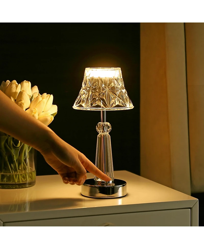 Madelyn Bohemian Classic Acrylic Rechargeable Integrated Led Table Lamp