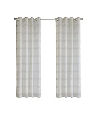 Habitat 100% Polyester Jasper Sheer Faux Linen Stripe Grommet Curtain Panel 52" x 108" White