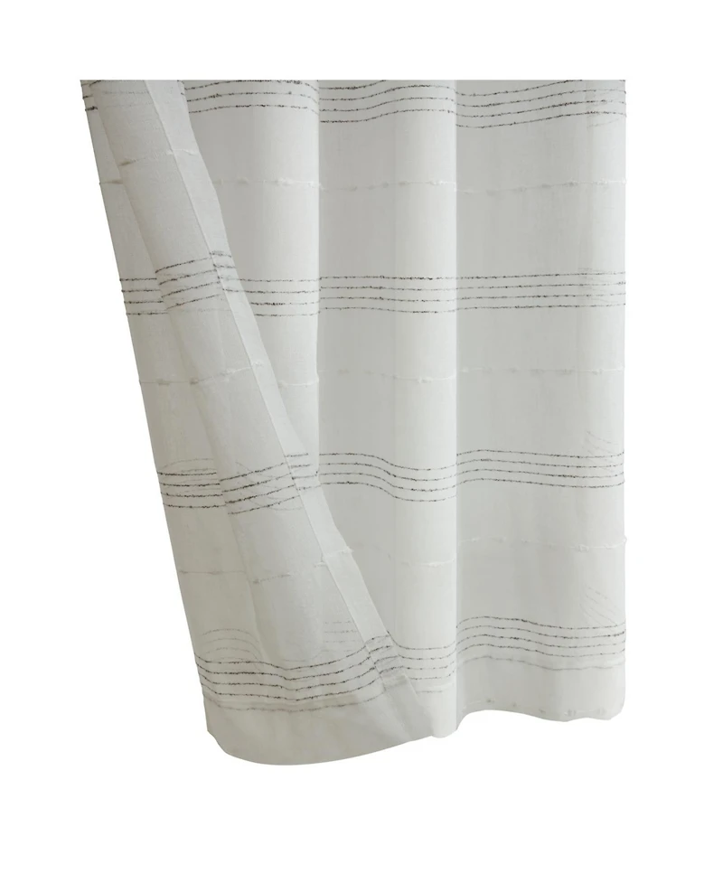 Habitat 100% Polyester Jasper Sheer Faux Linen Stripe Grommet Curtain Panel 52" x 63" White