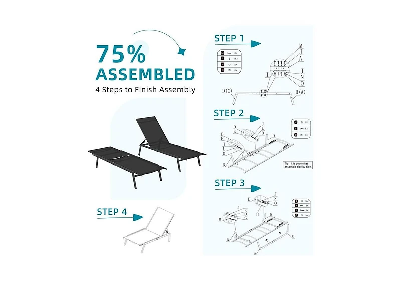 Aecojoy Patio Lounge Chairs, Outdoor Chaise
