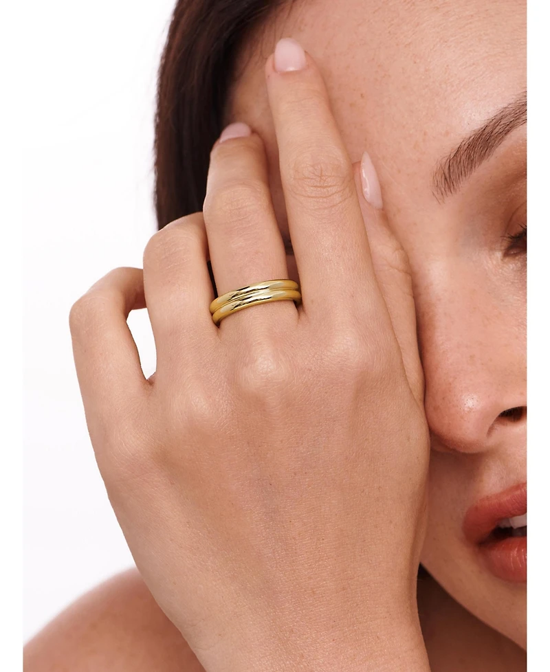 Devata Lined Band Ring Gold Plated Sterling Silver, 9