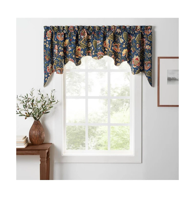 Ellis Curtain Regency Swag Shaped 3" Rod Pocket Valances for Windows 100" x 30" Navy