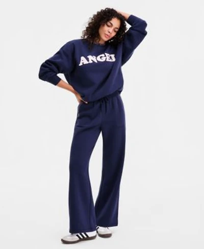 Sincerely Jules Juniors Whipstitched Crewneck Sweatshirt Wide Leg Pants