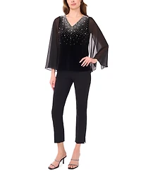 Msk Women's V-Neck Long-Sleeve Knit Top