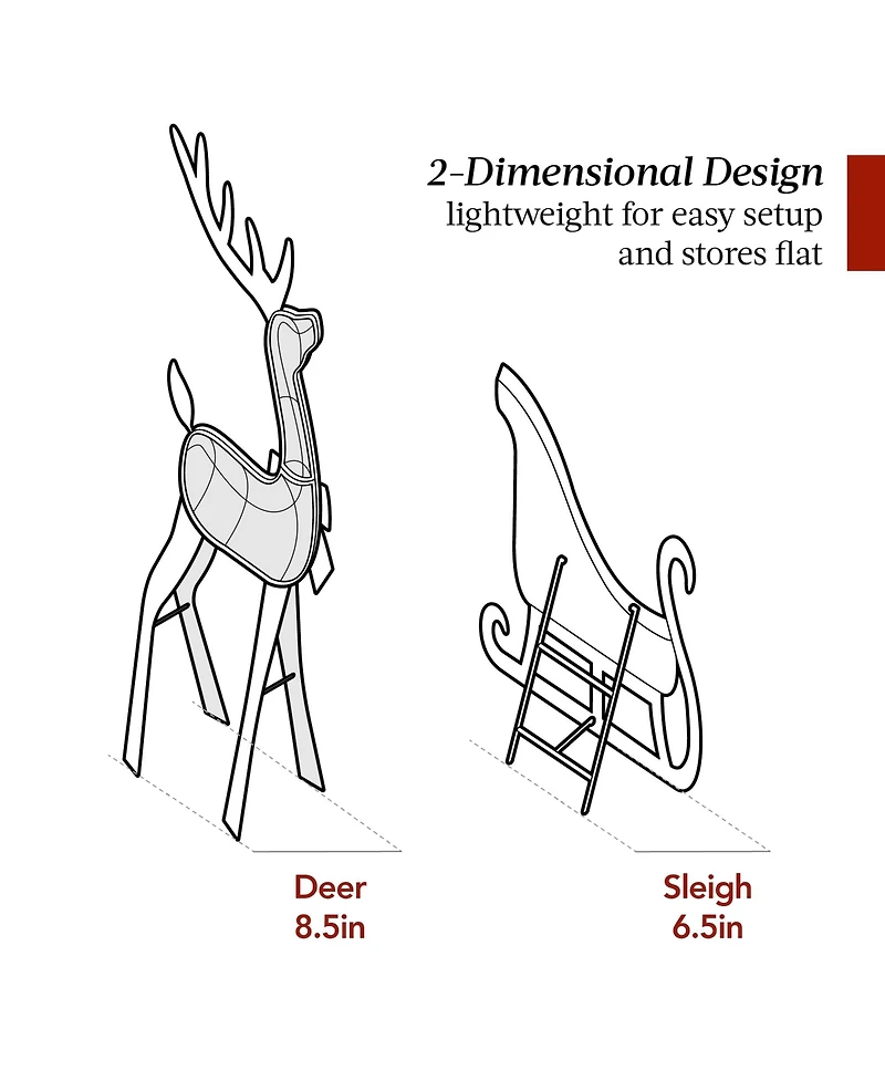 Best Choice Products Lighted 2D Reindeer & Sleigh Set Outdoor Decor w/ Warm White Led Lights