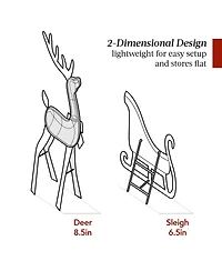 Best Choice Products Lighted 2D Reindeer & Sleigh Set Outdoor Decor w/ Warm White Led Lights