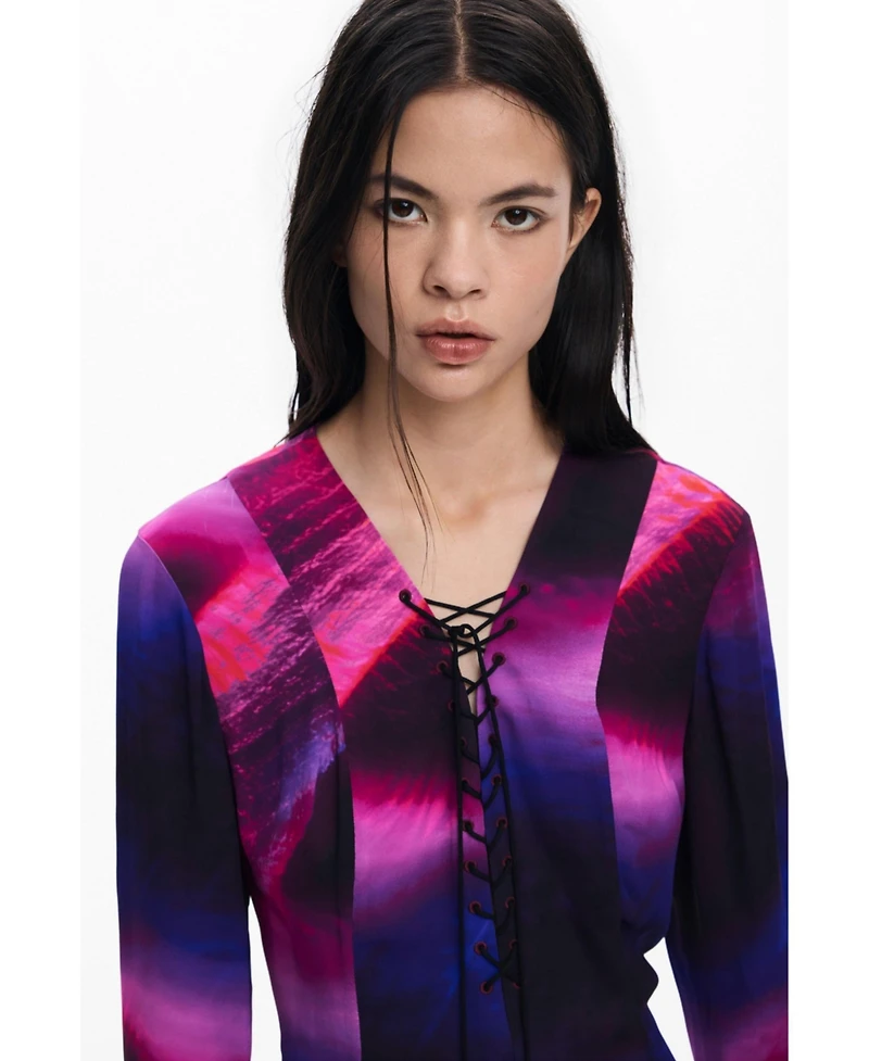 Desigual Women's Dress with ribbon neckline