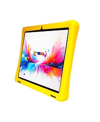 Linsay New 10.1" Funny Kids Tablet Octa Core 128GB Bundle with Yellow Kids Defender Case and Smart Chicken Toy Newest Android 13