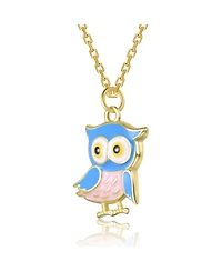 GiGiGirl 14K Gold Plated with Multi Color Enamel Owl Design Pendant Necklace