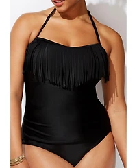 Swimsuits for All Women's Fringe Bandeau One Piece Swimsuit