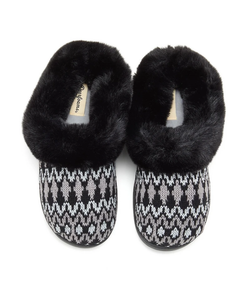 Dearfoams Women's Hannah Festive Knit Clog House Shoe Slipper