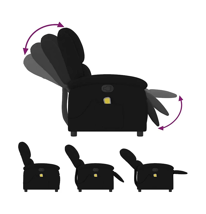 vidaXL Massage Recliner Chair Black Velvet