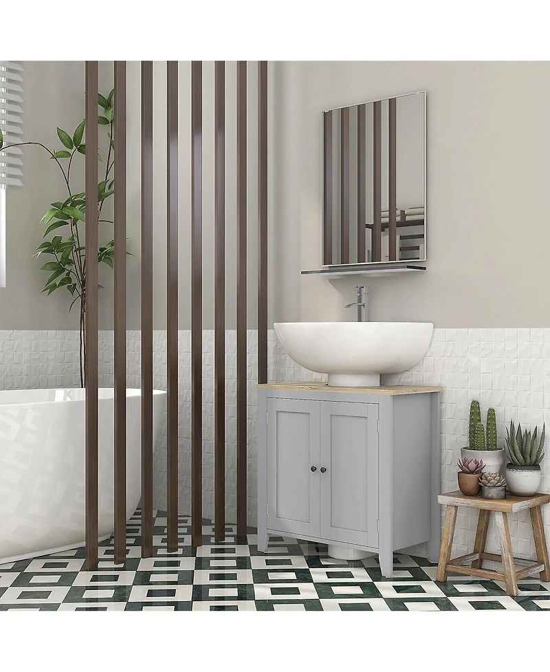 kleankin Pedestal Sink Cabinet, Bathroom Vanity Cabinet with U-Shape