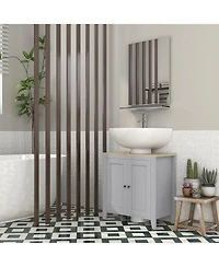 kleankin Pedestal Sink Cabinet, Bathroom Vanity Cabinet with U-Shape