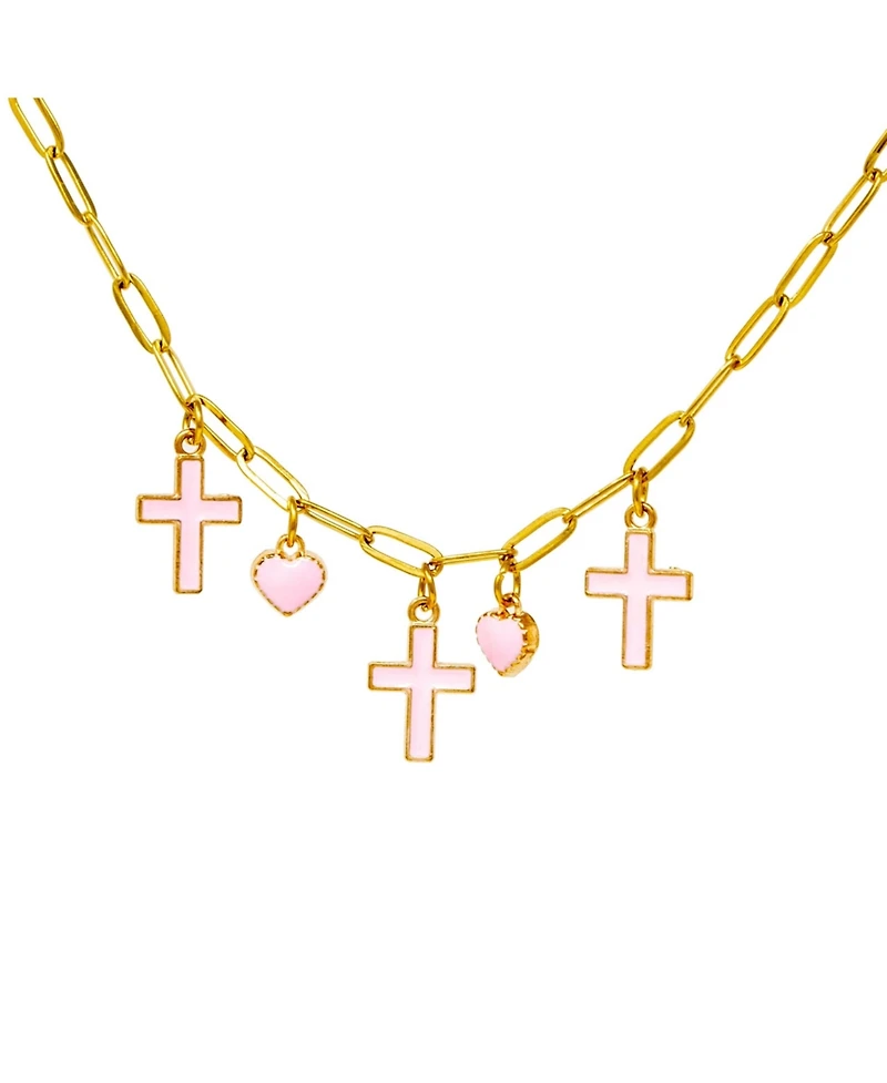 Zomi Gems Cross & Heart Charm Necklace – Adjustable, Elegant, Lightweight Necklace