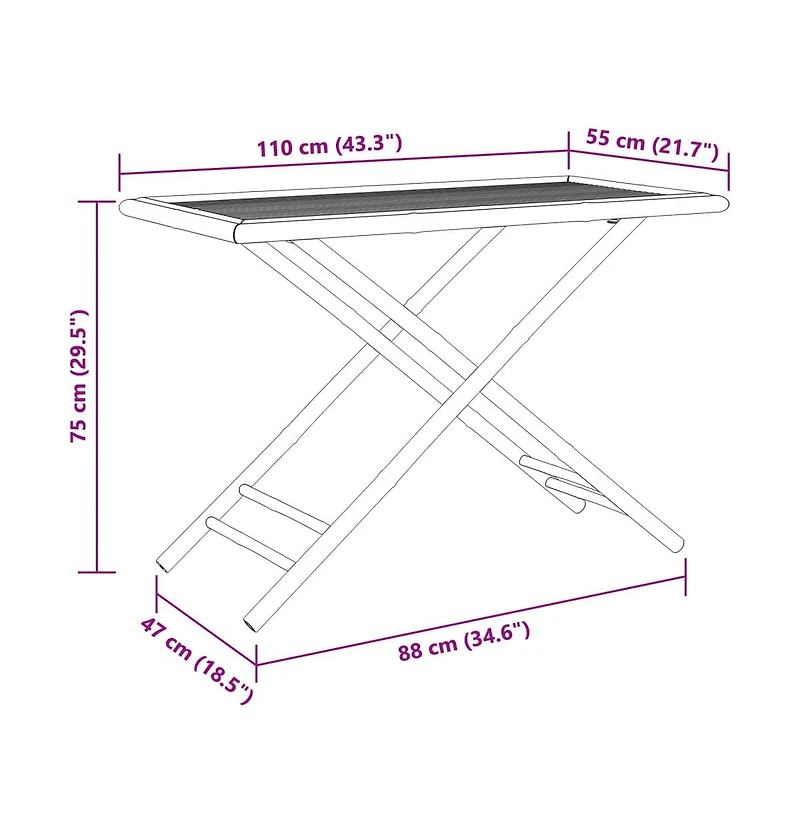 vidaXL Folding Patio Table 43.3"x21.7"x29.5" Bamboo