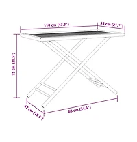 vidaXL Folding Patio Table 43.3"x21.7"x29.5" Bamboo