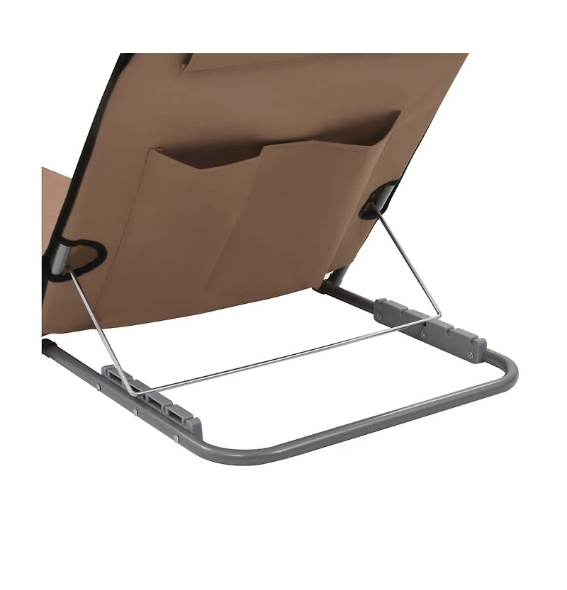 vidaXL Folding Beach Mats 2 pcs Steel and Fabric Brown