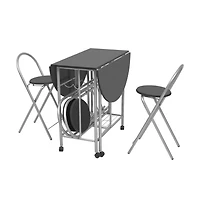 Five Piece Folding Dining Set Mdf Black