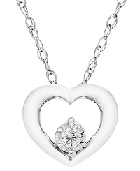 Macy's Diamond Heart Pendant Necklace (1/20 ct. t.w.) in Sterling Silver