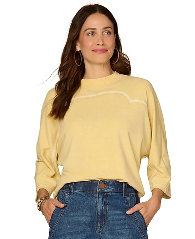 Democracy Petite 3/4-Sleeve Crewneck Knit Top