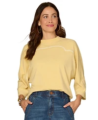 Democracy Petite 3/4-Sleeve Crewneck Knit Top