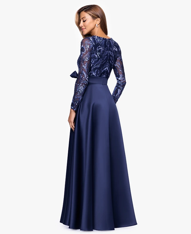 Xscape Women's V-Neck Sequin Long Dress | Dulles Town Center