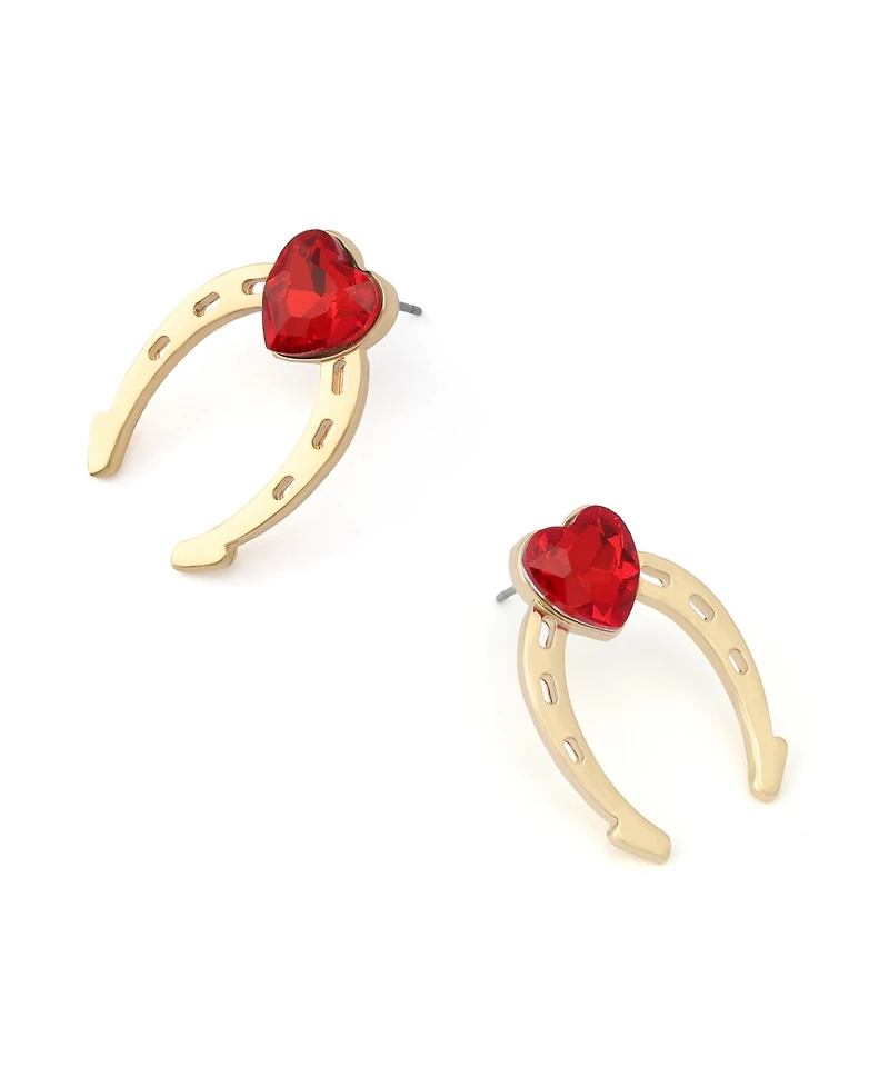 Betsey Johnson Faux Stone Horseshoe Stud Earrings