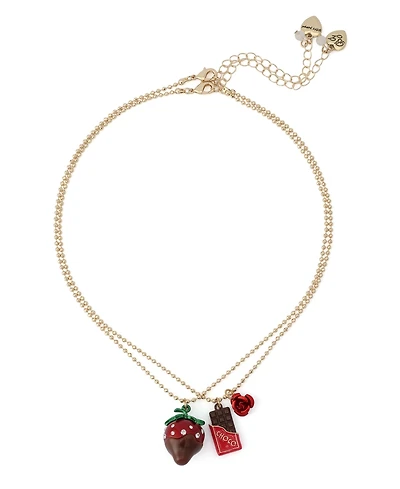 Betsey Johnson Faux Stone Love Spell Chocolate Strawberry Necklace Set