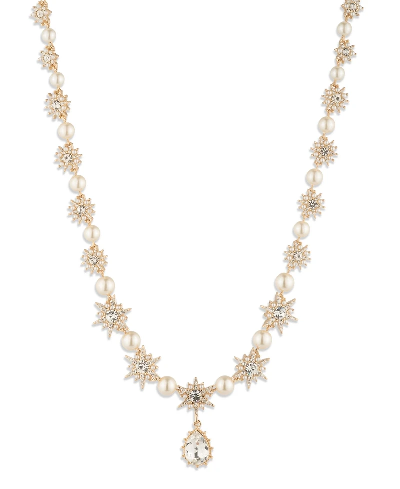 Marchesa Glass Stone and Imitation Pearl Star Pendant Necklace
