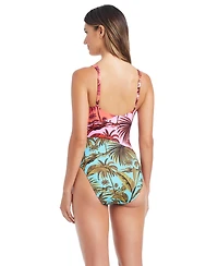 Bleu by Rod Beattie Women's Lotus Printed Over-The-Shoulder Swimsuit