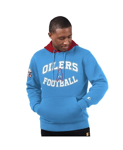 Starter Men's Light Blue Houston Oilers Thursday Night Gridiron Vintage Logo Pullover Hoodie