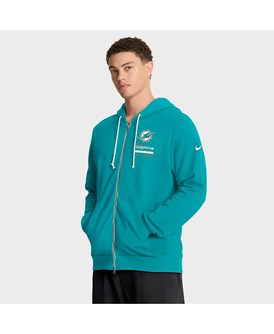 Nike Men's Aqua Miami Dolphins Sideline Standard Issue Utility Player Dri-fit Full-Zip Hoodie