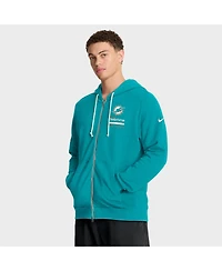 Nike Men's Aqua Miami Dolphins Sideline Standard Issue Utility Player Dri-fit Full-Zip Hoodie
