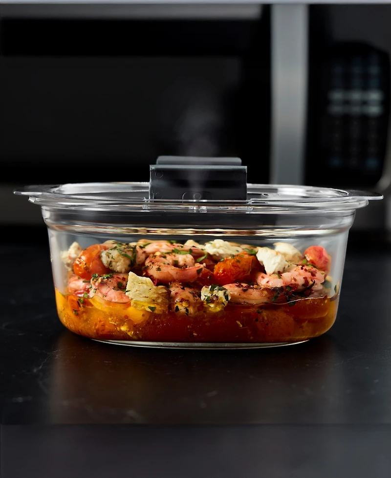 Rubbermaid Brilliance 6.1-Cup Glass Round Leak Proof Food Storage Container