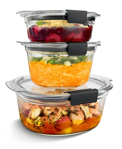 Rubbermaid Brilliance 6-Pc. Glass Round Leak Proof Food Storage Containers