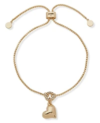 Dkny Gold-Tone Crystal Puffy Heart Slider Bracelet