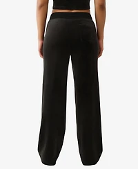 True Religion Women's Crystal Horseshoe Velour Straight Leg Sweatpant