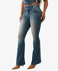 True Religion Women's Joey Low Rise Flare Flap Jeans
