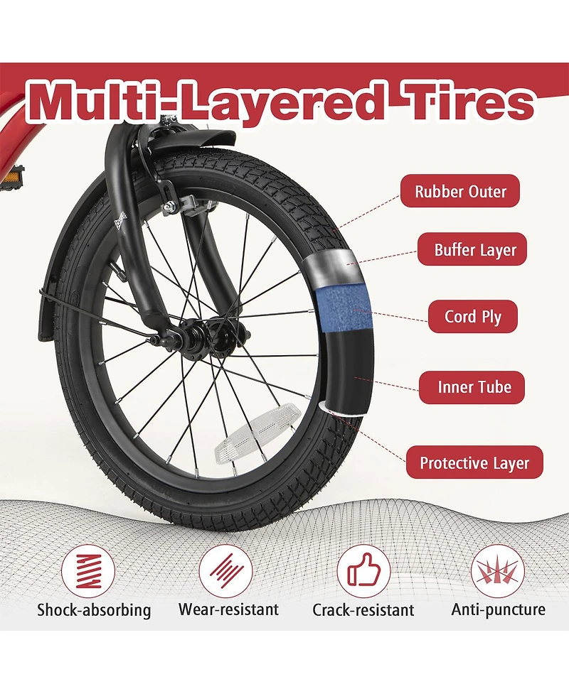 Sugift 12 Inch Kids Bike Adjustable Bicycle with Reflectors and Bell for 3-8 Years Old