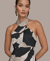 Donna Karan New York Women's Floral Print A-Line Long Dress