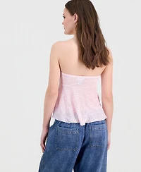 Just Polly Juniors' Textured Strapless Top with Hardware