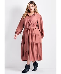 Avenue Women's Plus Marianne Tiered Shirtdress