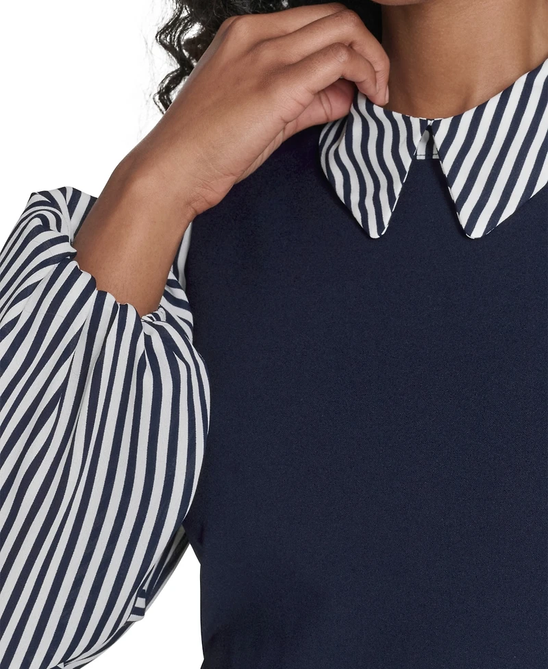 Tommy Hilfiger Petite Long-Sleeve Twofer Sheath Dress