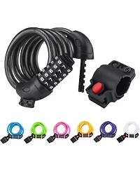 Batfox Bike Lock, 5.6 Ft Bicycle Cable, High Security 5 Digit Resettable Combination Coiling Ultra-Strong Anti Theft Cable with Bracket