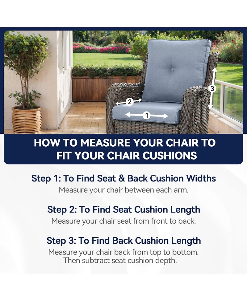 Gymojoy ArcLine 22 in. x 24 2-Piece CushionGuard Outdoor Lounge Chair Deep Seat Replacement Cushion Set