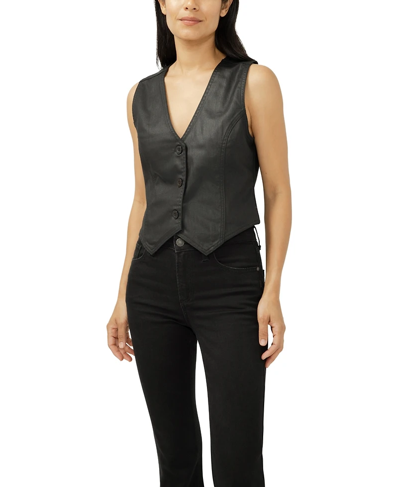 Silver Jeans Co. Women's Black Coated Denim Vest