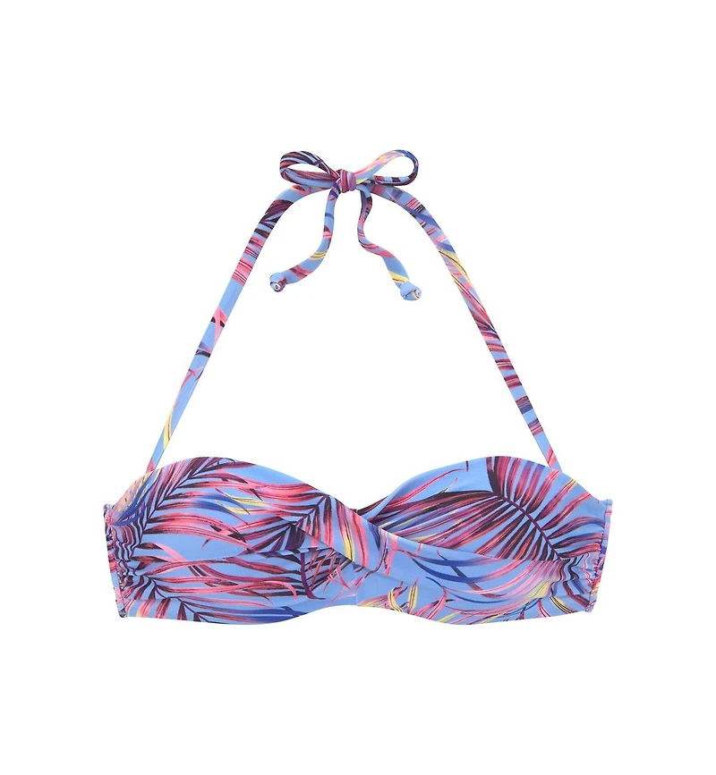 Lascana Women's Palm Print Bandeau Bikini Swimsuit Top Bra Sizing